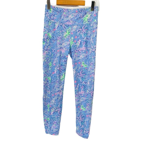 Lilly Pulitzer Luxletic Leggings Medium Blue Peri The Turtle Package Weekender - Picture 1 of 8